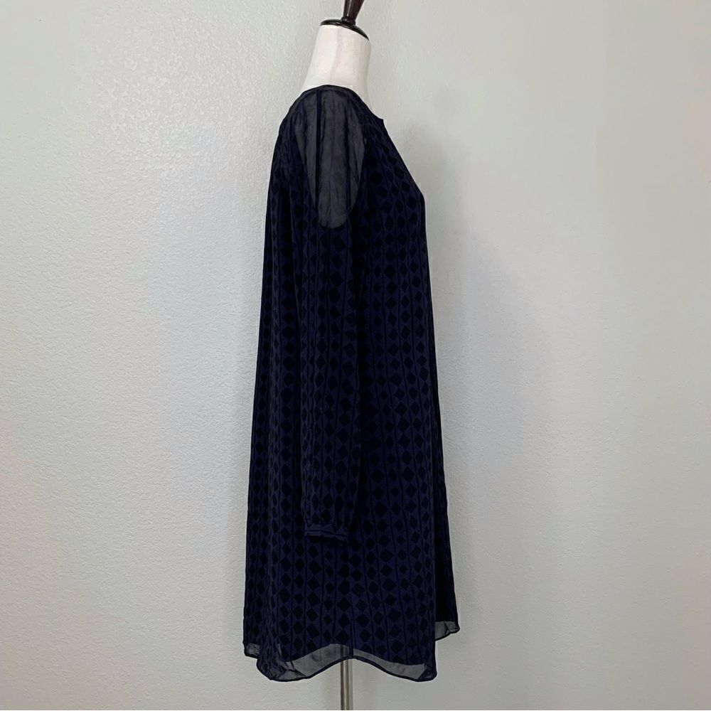 CAbi Harlequin Purple Shirtdress Black Diamond Print Sheer Sheath Dress - Picture 6 of 12